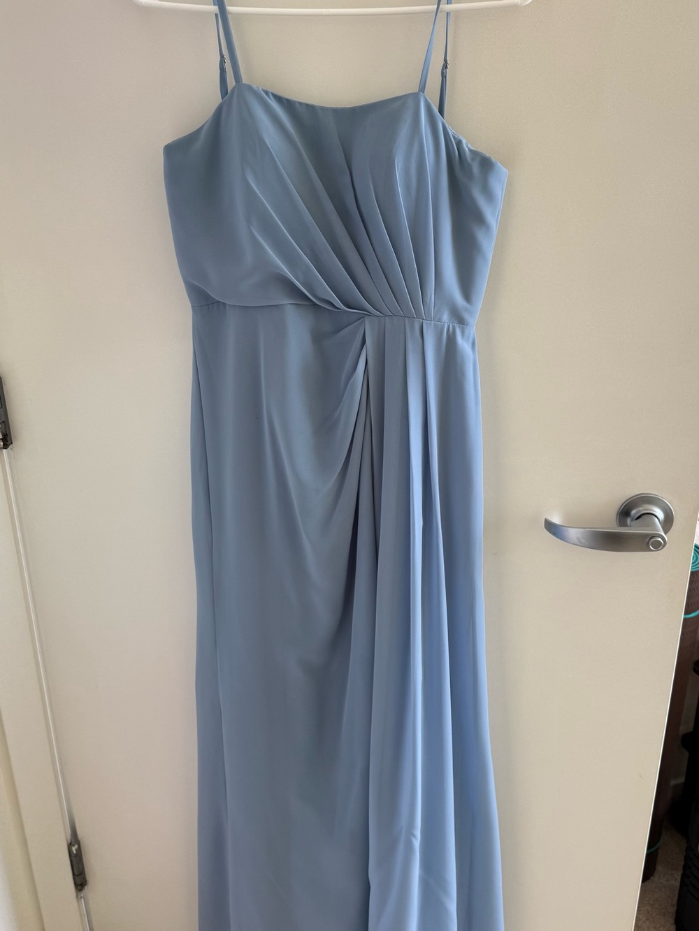 Dusty Blue Maxi Bridesmaid Dress Size 2, JJ's House Emilie Silhouette, Hemmed